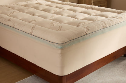 Surmatelas rafraîchissant en bambou avec double couche de mousse à mémoire de forme de 10 cm