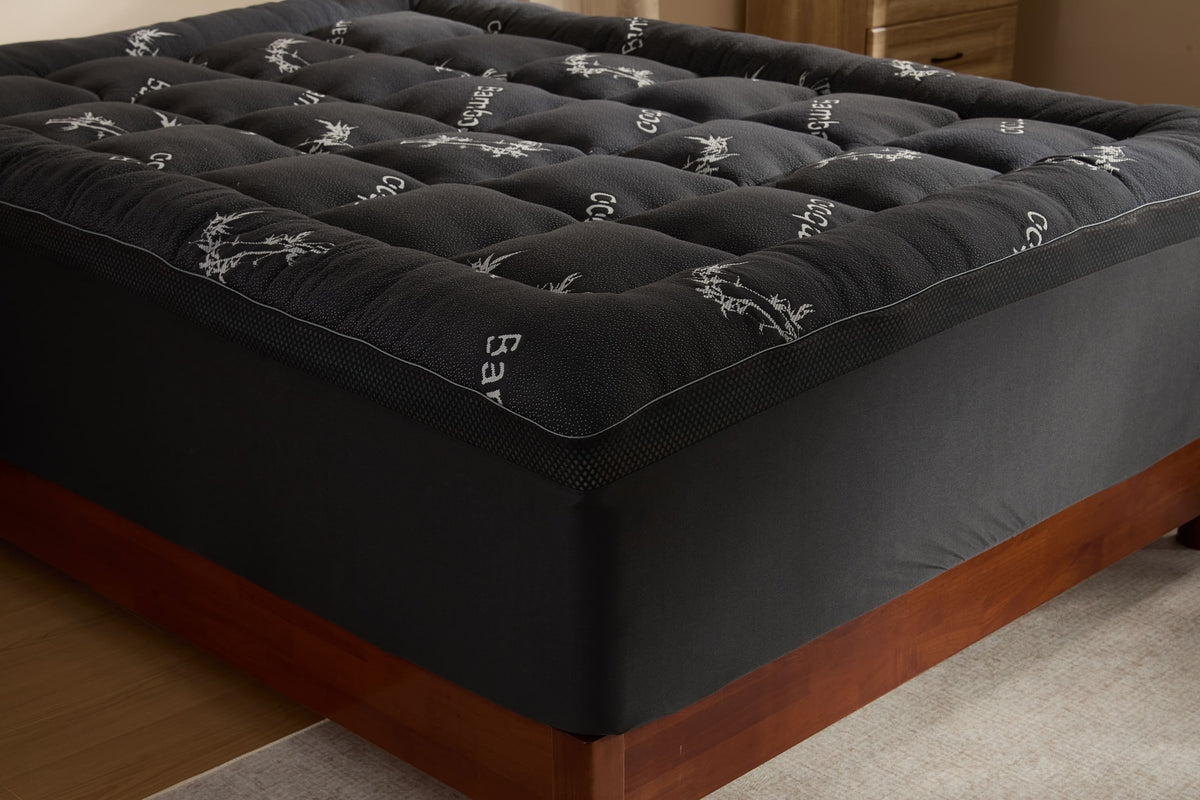 Surmatelas rafraîchissant en bambou avec double couche de mousse à mémoire de forme de 10 cm
