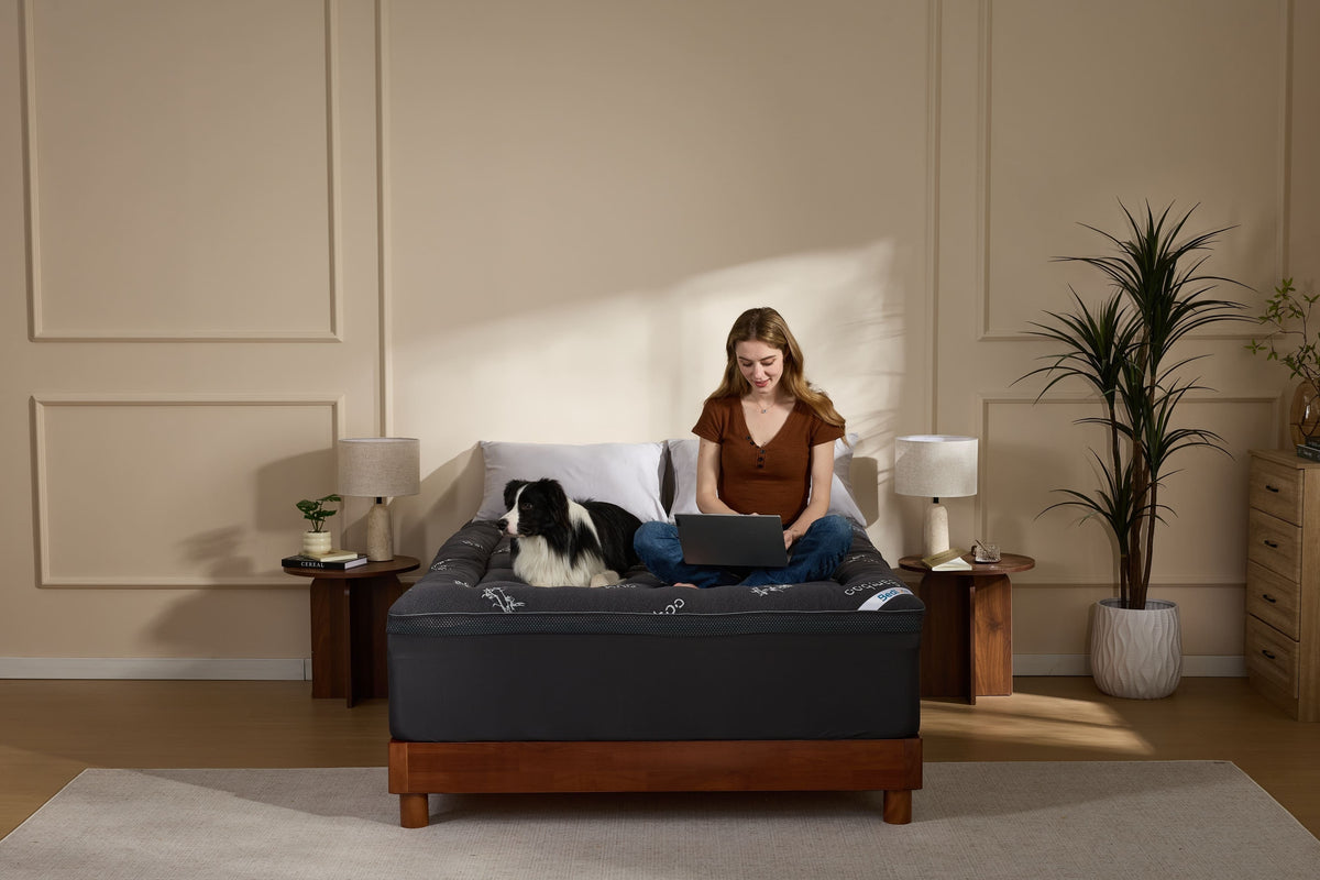 Surmatelas rafraîchissant en bambou avec double couche de mousse à mémoire de forme de 10 cm